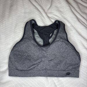 Marika Sport Size L Grey Sports Bra Racerback Textured Mesh Medium Support